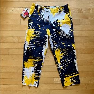 LOUDMOUTH GOLF Blue & Gold Ankle Crop Pants - Womens 2 NWT